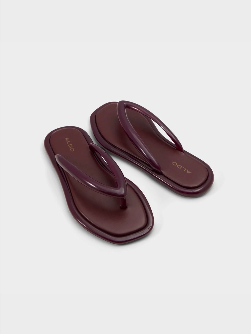 ALDO Women’s Burgundy Gloss Jelly Flip Flop Sandals